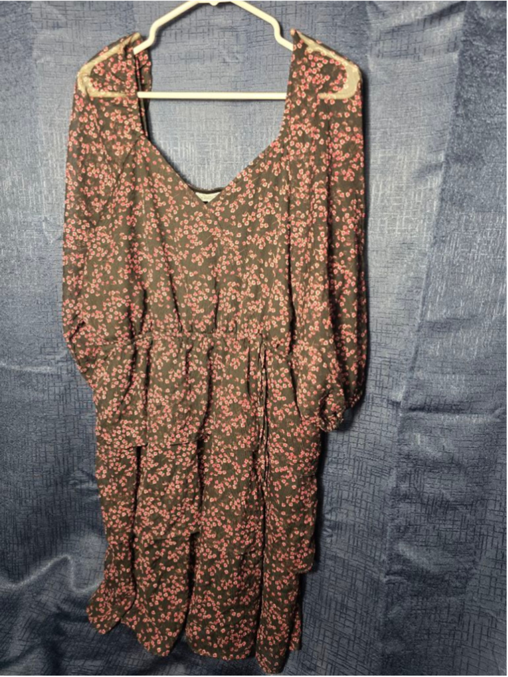 Women's Ophelia Roe Black Pink Floral Long Sleeve Dress 1X